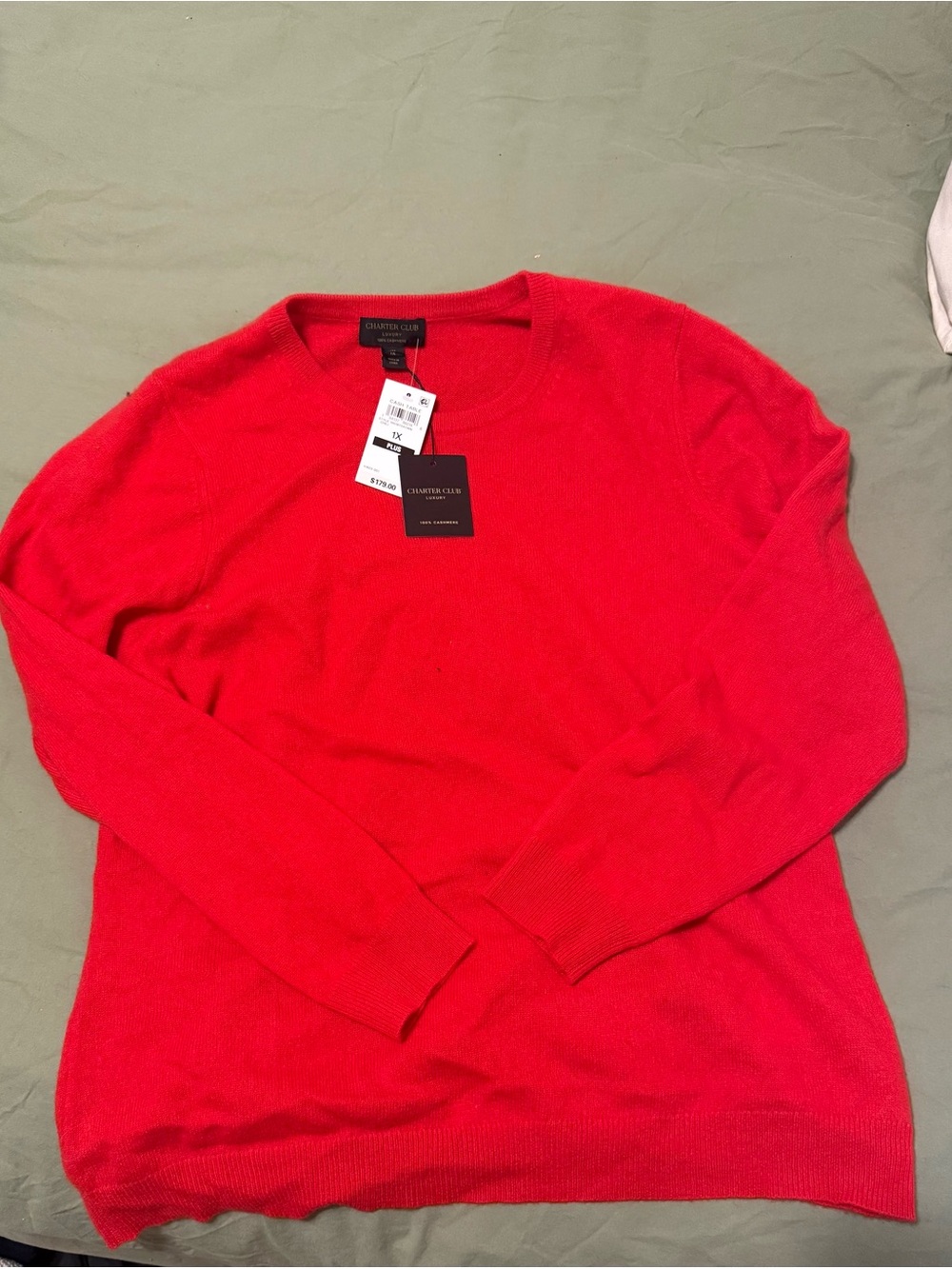 Charter Club Women’s Red Crewneck cashmere Sweater